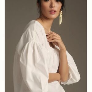 Anthropologie SUNDAY IN BROOKLY Stylish White Puff Sleeve Blouse
